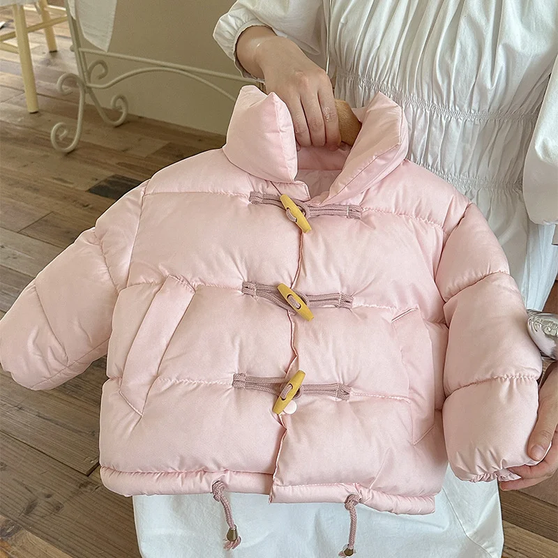 

Утепленное пальто для девочек, зимняя теплая куртка, детская модная хлопковая одежда, новая детская верхняя одежда на пуговицах, осенняя повседневная одежда для малышей, От 3 до 8 лет