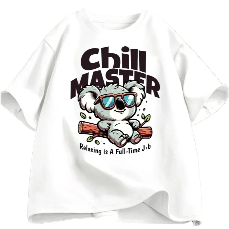 Chill Master Koala T Shirt Funny Koala Graphic Tee Animal Lover Gift Women Summer Casual T-shirt Women Clothing Personality Y2K