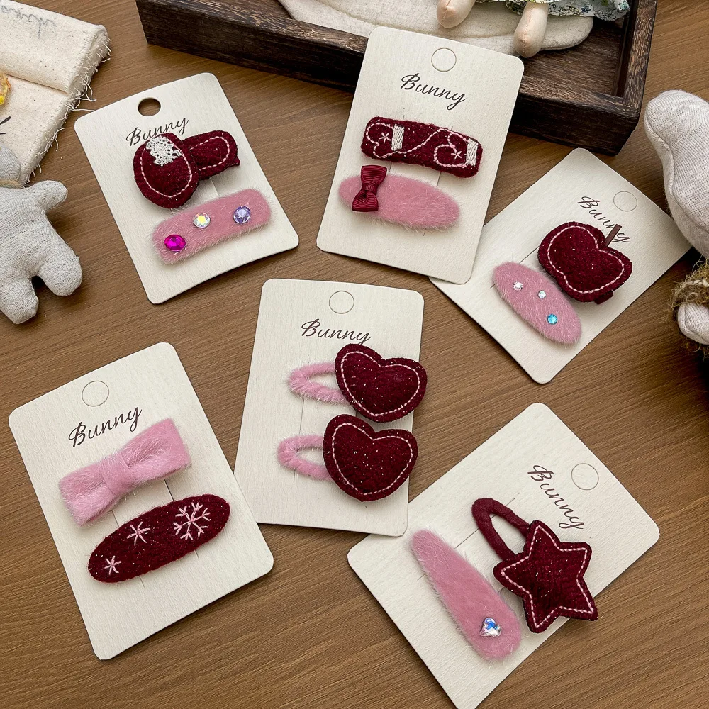 New Red and Pink Love Hairpin Cute Hair Accessories Sweet Girl Headgear Hairpin Bangs Broken Hairpin