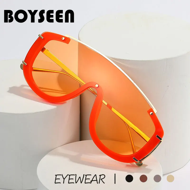 2025, integrierte Sonnenbrille mit großem Rahmen für Damen und Herren, bunte Instagram-Sonnenbrille, moderne Mode-Brille, UV400
