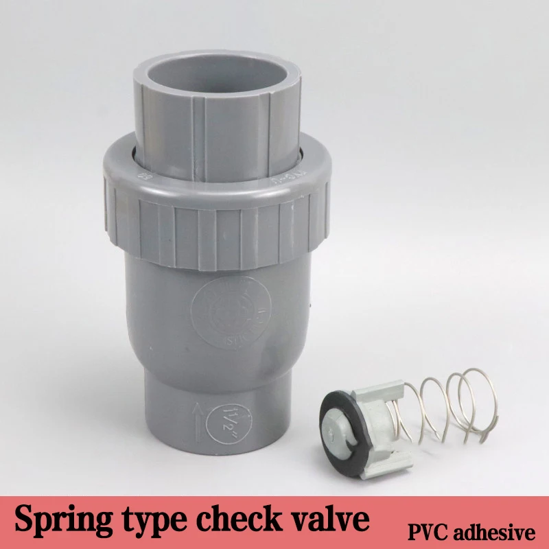 PVC Check Valve Spring Loaded Non Return Valve Water One Way Valve for Horizontal Vertical Pipe Installation