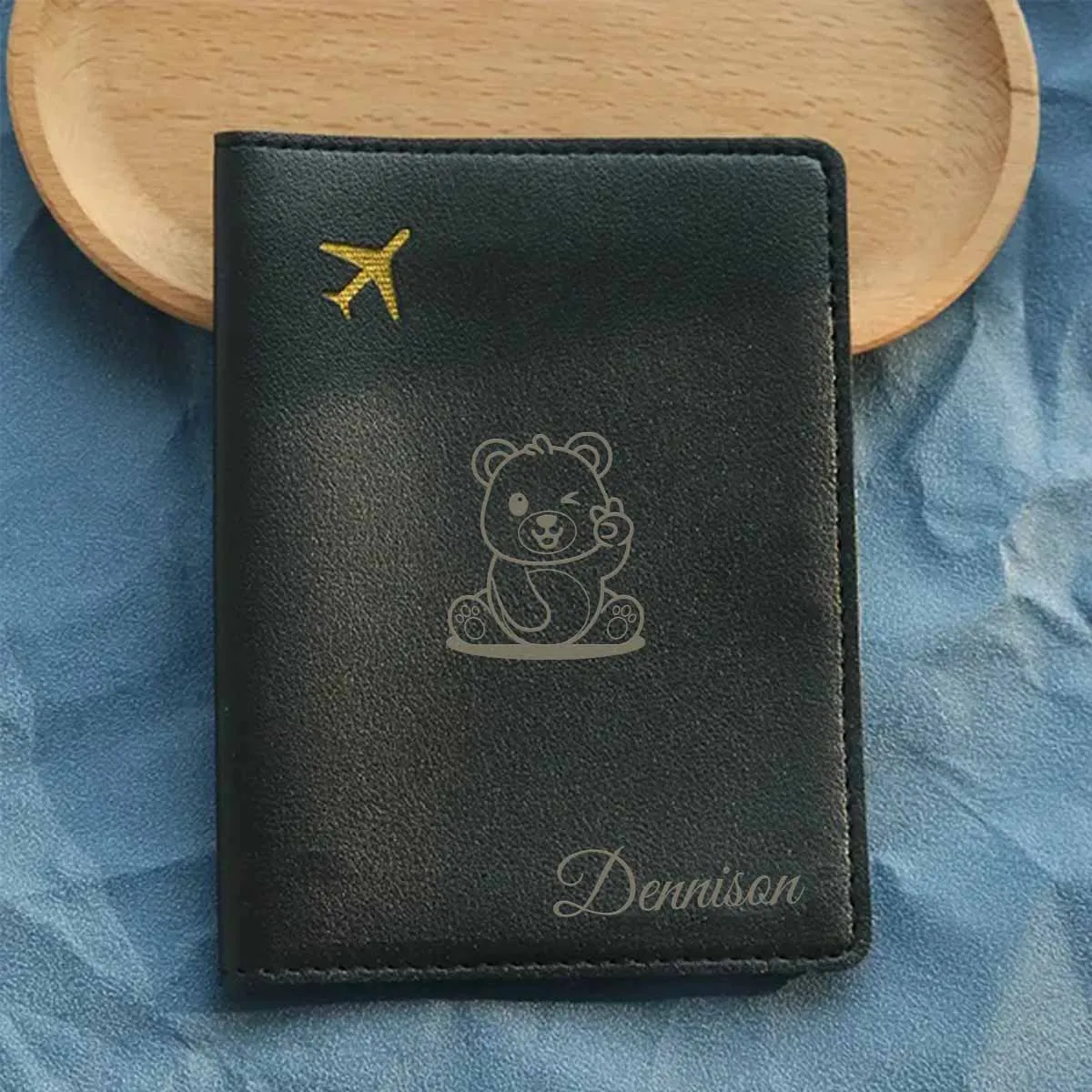 

1pc Personalized Name Passport Cover Engagement Gift Printed Leather Passport Wallet Water Resistant