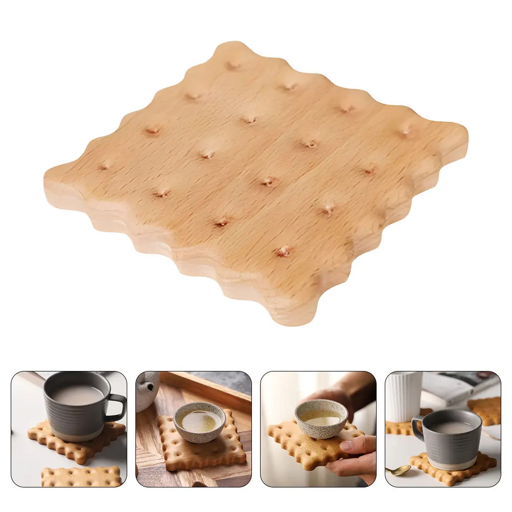 

3Pcs Wooden Cookie Coasters Cute Biscuit Shaped Heat Insulation Pads Home Decor Table Protection Coasters Home Decor
