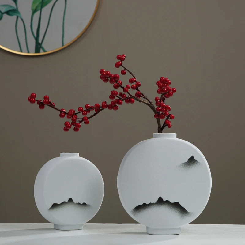 

Керамическая ваза с китайскими чернилами, украшение для гостиной, обеденного стола, бутылка для планшета с засушенными цветами, Аксессуары Для композиции