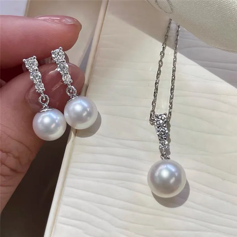 hot AAAA++++ 6-7mm 7-8mm  8-9mm 9-10mm 10-11mm 11-12mm 12-13mm Gorgeous KOYA White ROUND pearl earring pendant 925s