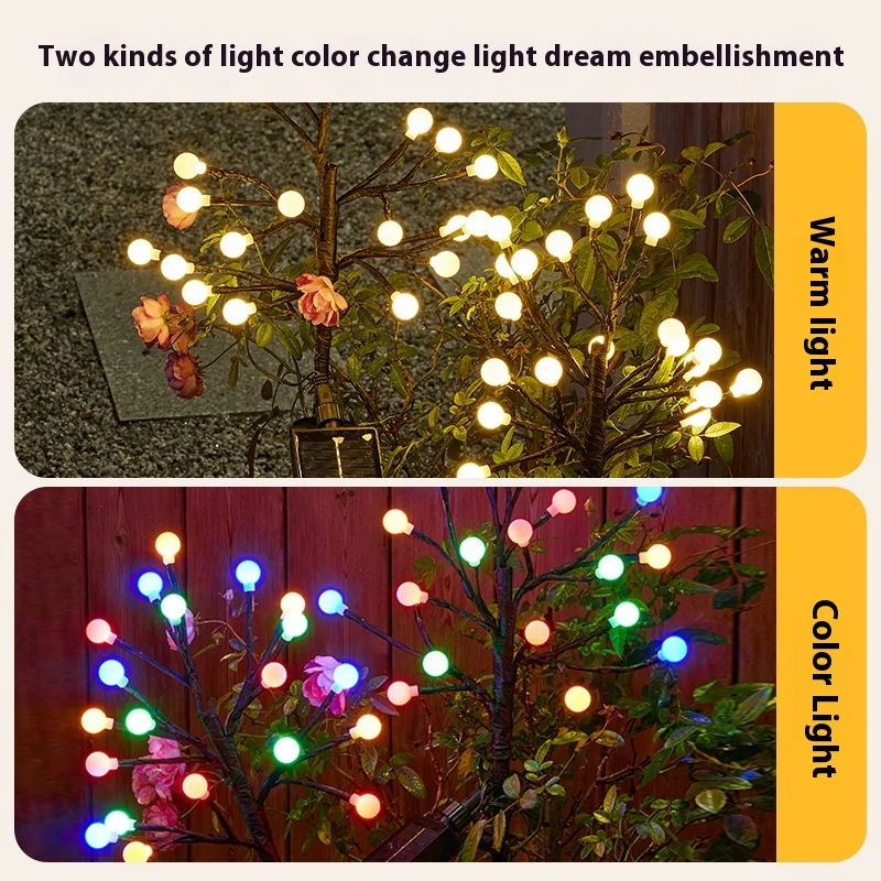 

LED Solar Waterproof Round Ball Branch Light, A Cross-border Bestseller for Garden and Outdoor Lawn Ground Insert Lights