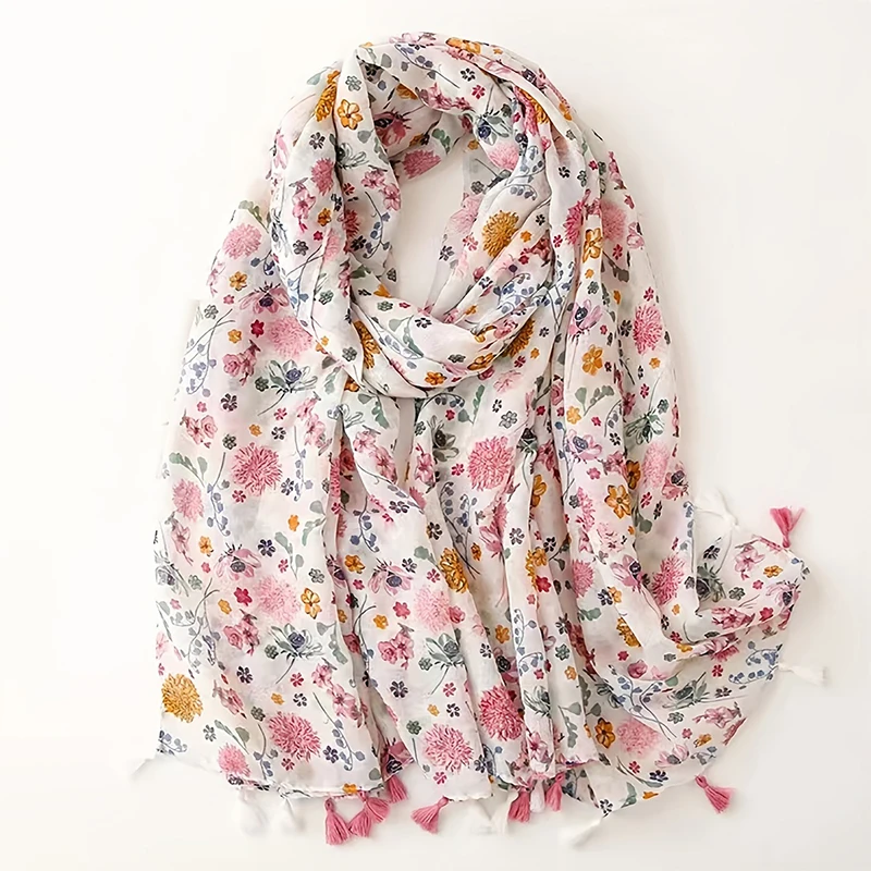 2024 Designer Brand Women Scarf Classical Print Lady Shawls Cotton Feeling Soft Oversize Hijabs Neck Headband Tassel Foulard