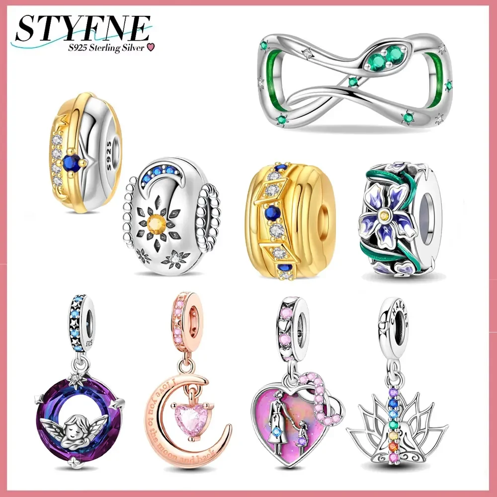 

Новый стерлингового серебра 925 пробы, луна, звезда, безопасная пряжка, подвеска из бисера, подходит для оригинального женского браслета, ювелирные изделия своими руками, аксессуары, подарок