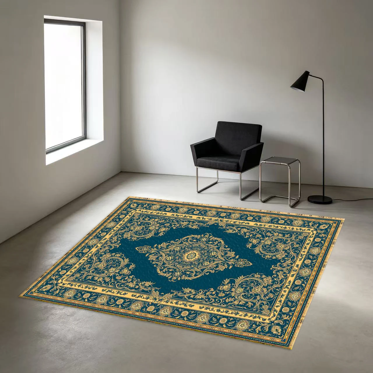 Deep Greenish-Green Golden Vintage Medal Carpet Flooring European Luxury Non-Slip Carpet