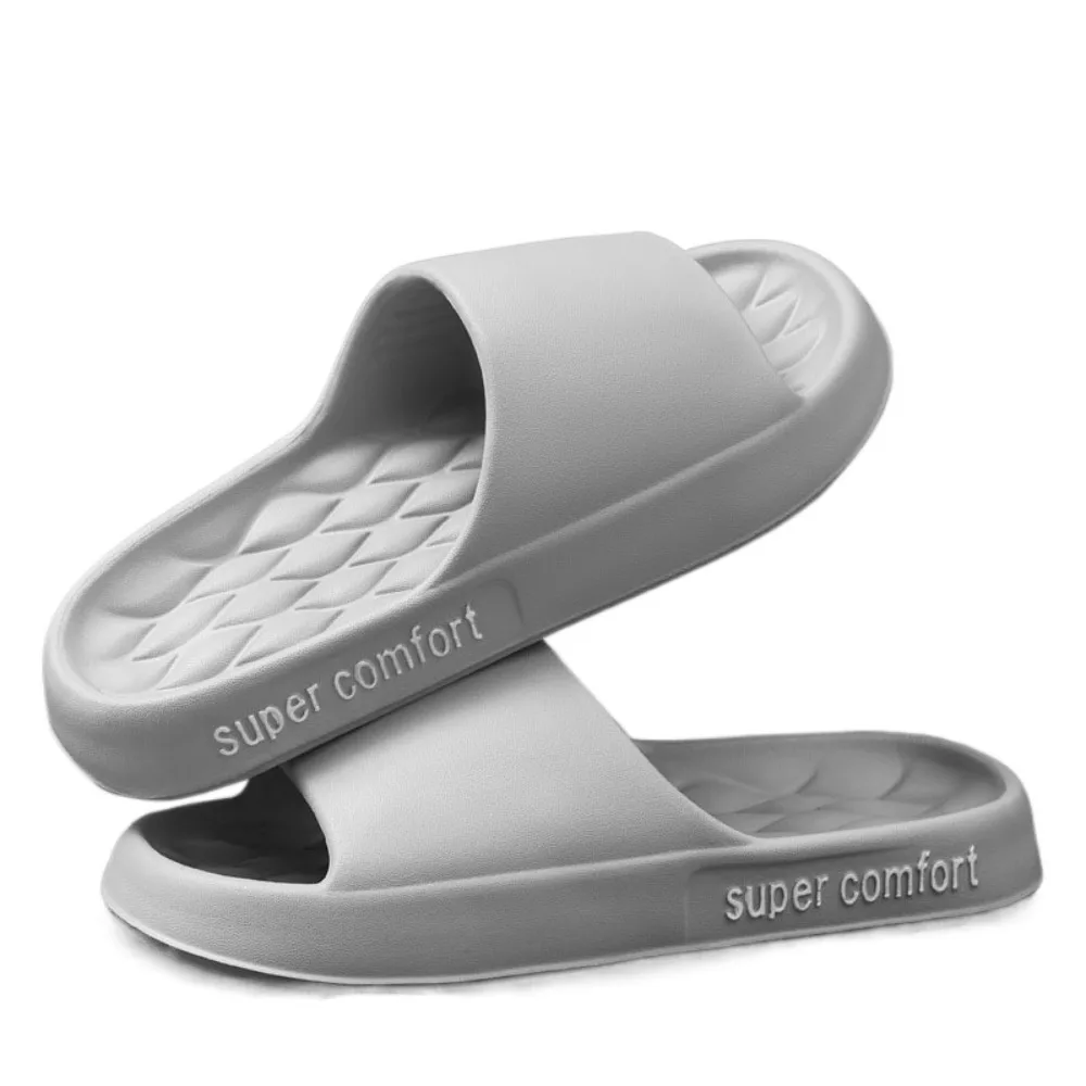 

Solid Color Thick Platform Slippers Soft Sole Simple Beach Slippers Women Non-slip Home Shoes EVA Slippers Men Summer