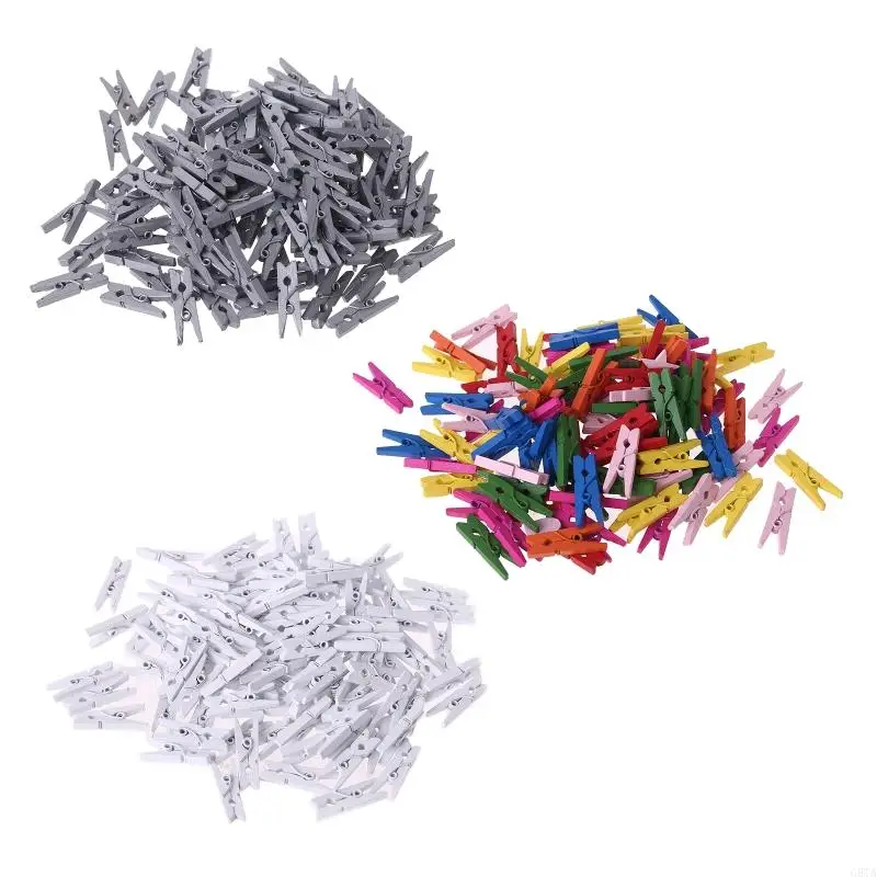 G8TA 100pcs صغيرة الحجم 25 مم مقاطع خشبية طبيعية صغيرة لورق الصور الأوتاد Clockespin الزخرفة