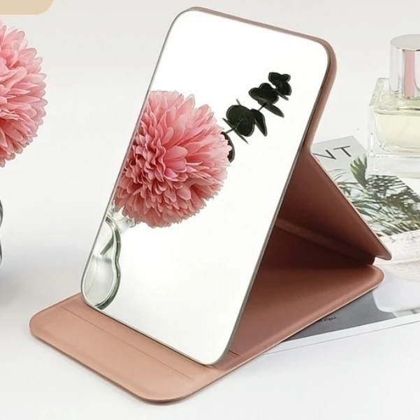 Desktop Makeup Mirror Household Small Women Hand Pocket Table Light Makeup Compact Dressing Mirrors Mini Portable Folding Beauty