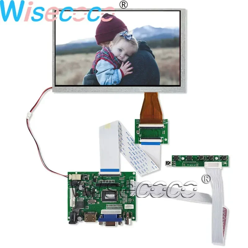 

7 Inch A070VW04 V0 LCM TFT LCD Display Screen 800×480 60 Pins FPC VGA TTL HDMI-Compatible Controller Board Wisecoco