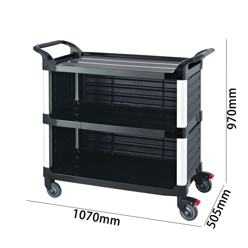 High Quality 3-Layer Aluminum Catering Food Cart Restaurant Serving Trolley Hotel Use Plastic Construction Versatile Design