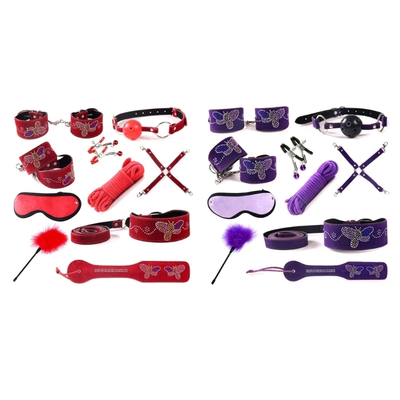 10PCS Bondage Bedroom Restraint Set BDSM Hand Ankle Cuffs Bondage Sex Blindfold Spanking Paddle Sex Drop Shipping