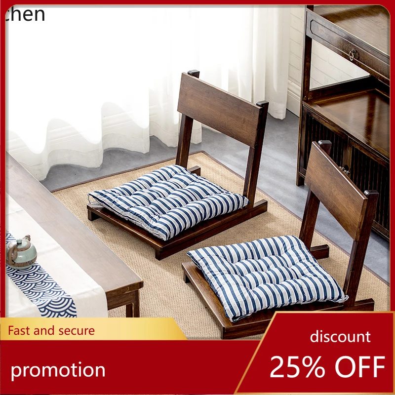 

YFY Bay Window Chair Japanese Lazy Bone Chair Solid Wood Balcony Seat Deck Armchair Washitsu Chairs