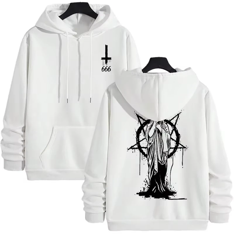 Sudadera con capucha para hombre, estilo europeo y americano con estampado oscuro, prenda informal tipo jersey para adolescentes