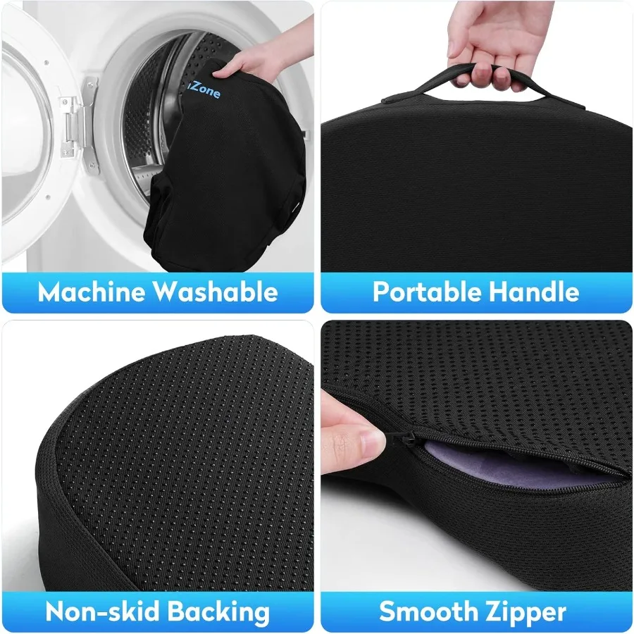 Ergonomic Memory Foam Seat Cushion with NonSlip Base for Office Chair Car Airplane Wheelchair and Bleacher Use Provides Superio