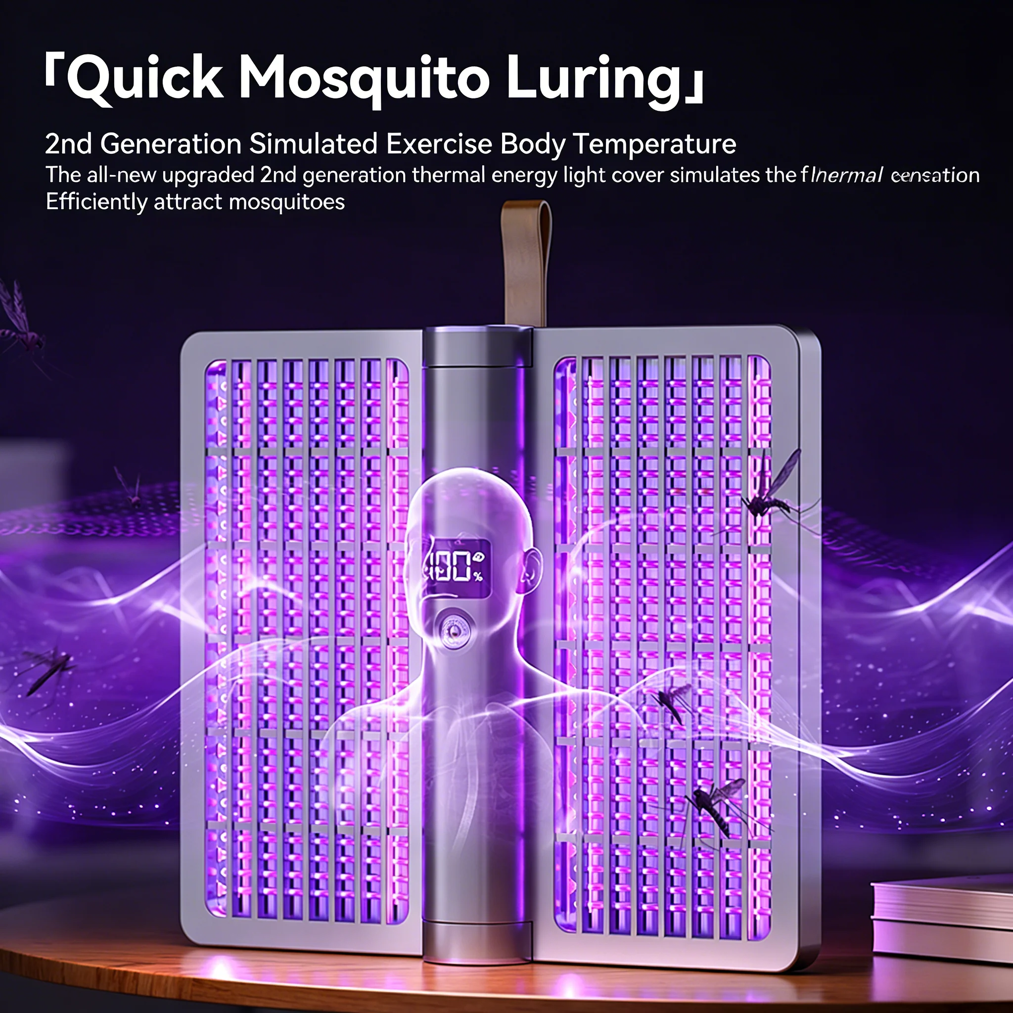 

Усовершенствованная электрическая ловушка для комаров 4-в-1: портативный складной уничтожитель насекомых с УФ-лампой, перезаряжаемый через USB, электрическая мухобойка-ловушка для насекомых