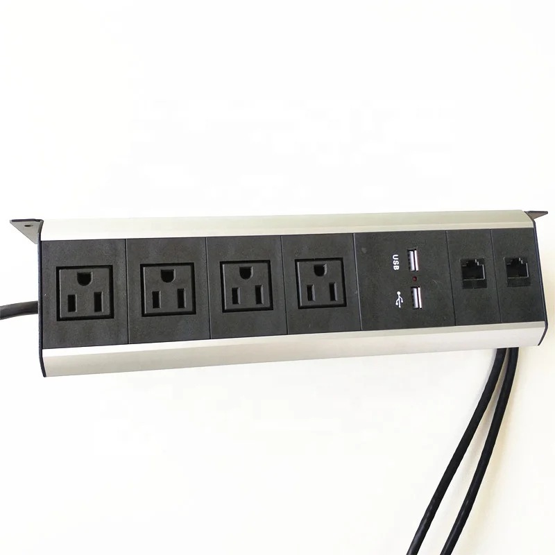 

Уникальная 4 розетки переменного тока США, настольные подвесные розетки с USB-портами, Rj45, крепление для передачи данных под столом, удлинитель края стола, носок