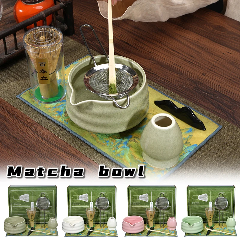 7PCS Japanese Matcha Tea Set Safe Bamboo Whisk Teaspoon Tea Sets Matcha Bowl Matcha Whisk Holder for Tea Lovers Tea-Making Tools