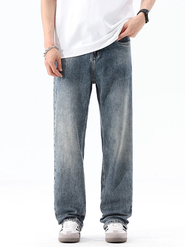 

Light Wa Men's Jeans Loose Straight Leg Spring Autumn 2025 New American Retro Waed Casual Wide Leg Long Pants