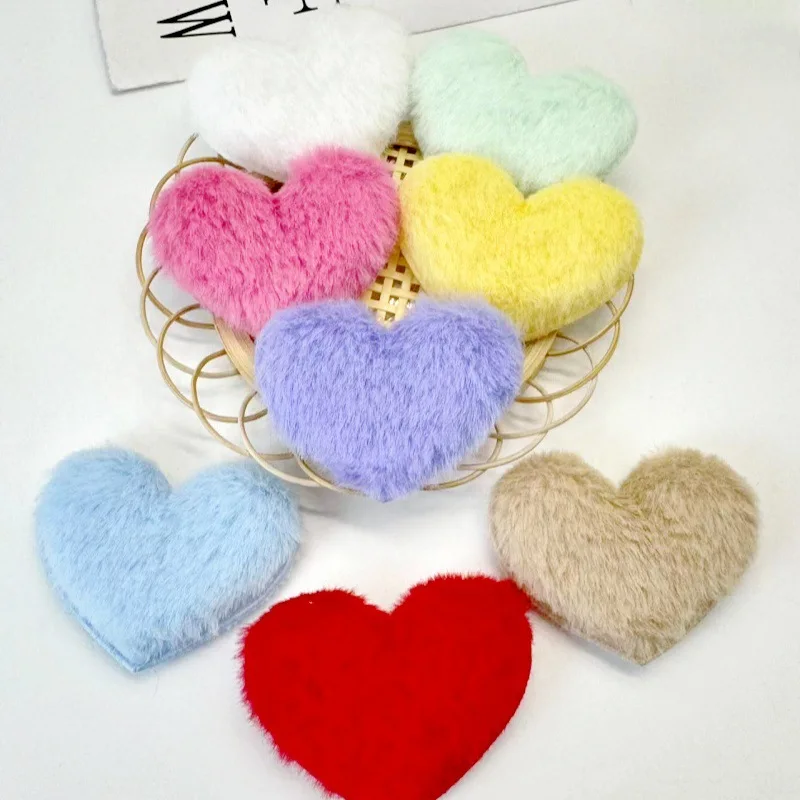 40 Stück 6x5CM Flauschige Filz-Herz-Applikationen, Polsterung für Haarspangen, Taschen, Hüte und Accessoires – Detail 1
