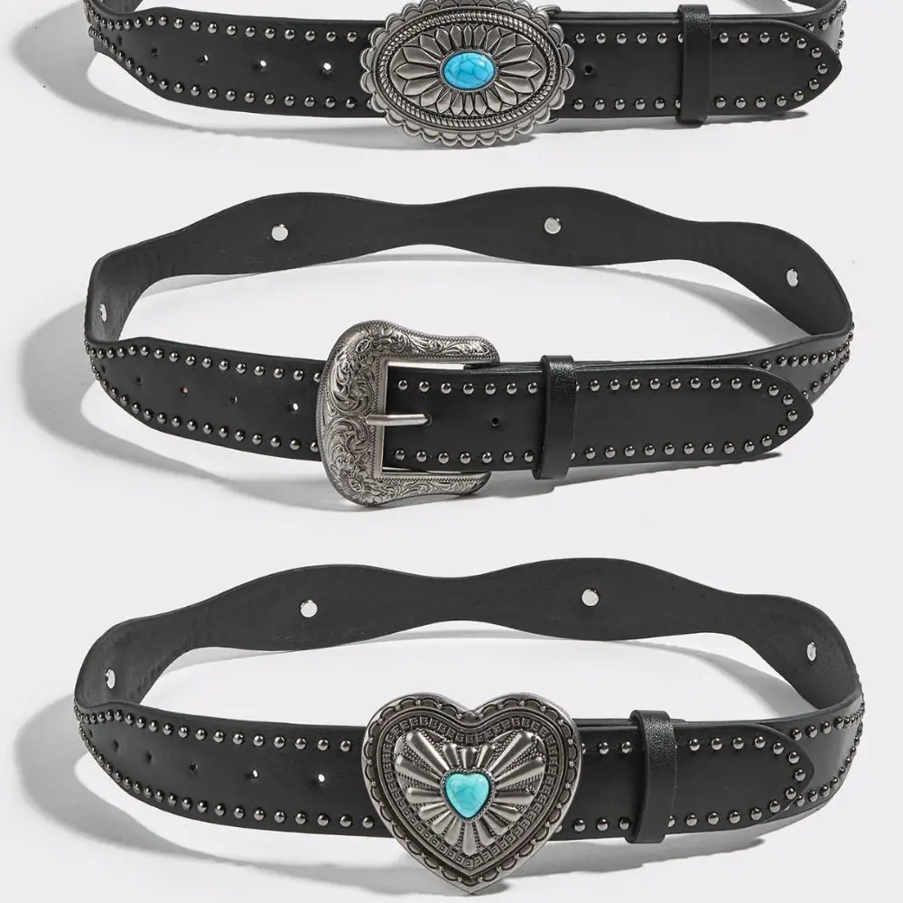 مشبك معدني بولي Leather الجلود برشام حزام الكورية نمط القوطية واسعة حزام كل مباراة الجينز بنطلون ديكور Y2K فتاة حزام في الهواء الطلق