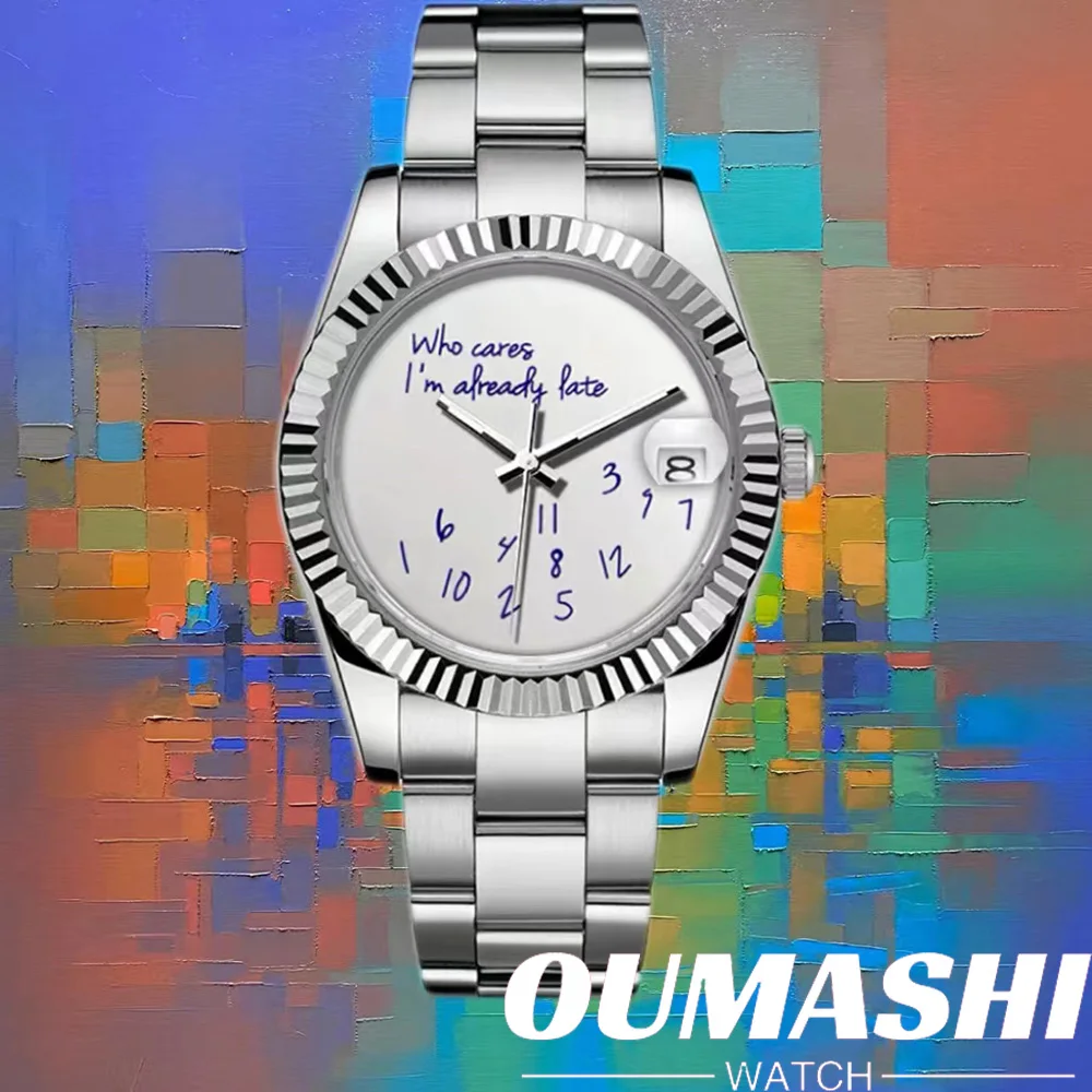 Oumashi NH Series 35 Watch For Who cares im already late NH35 Automatic Movement Sapphire Crystal 36mm/39mm NH35 No Logo Watches