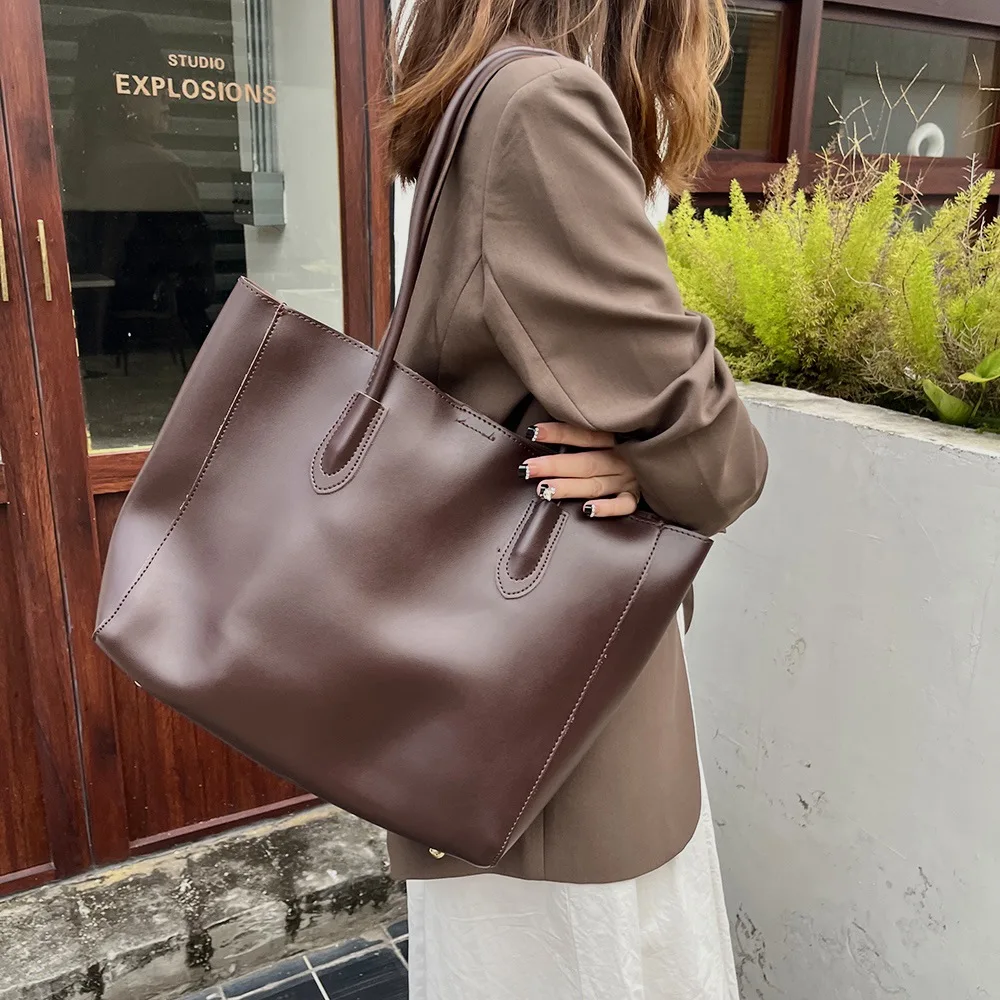 CGCBAG Fashion Designer Luxury Brand Tote Bag For Women Simple Solid Lage Capacity Square Bag High Quality PU Leather Handbags