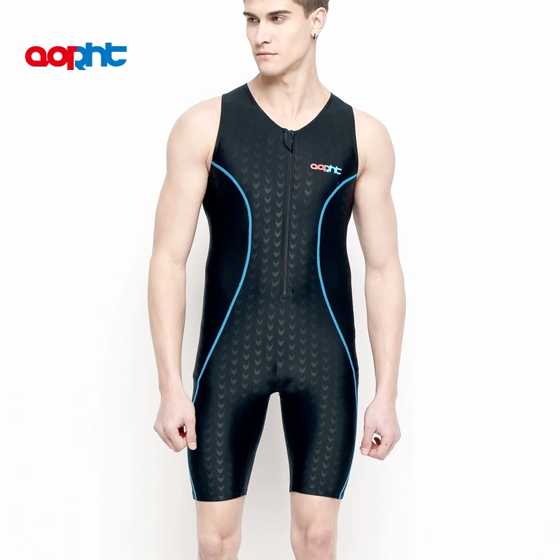 Men Professional One Piece WaterProof Knee Length Bathing SwimSuit Women Sharkskin Quick-Drying Push Up Sports Surfing BeachWear