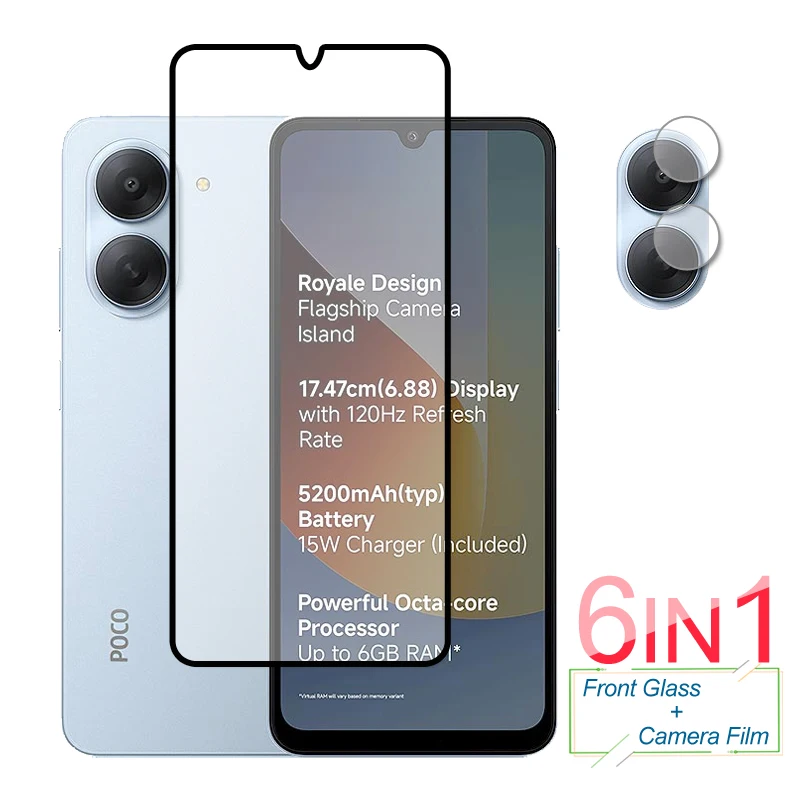 

Full Cover Tempered Glass For Xiaomi Poco C81x Glass Poco C81x Screen Protector Protective Phone Rear Camera Lens Film Poco C81x