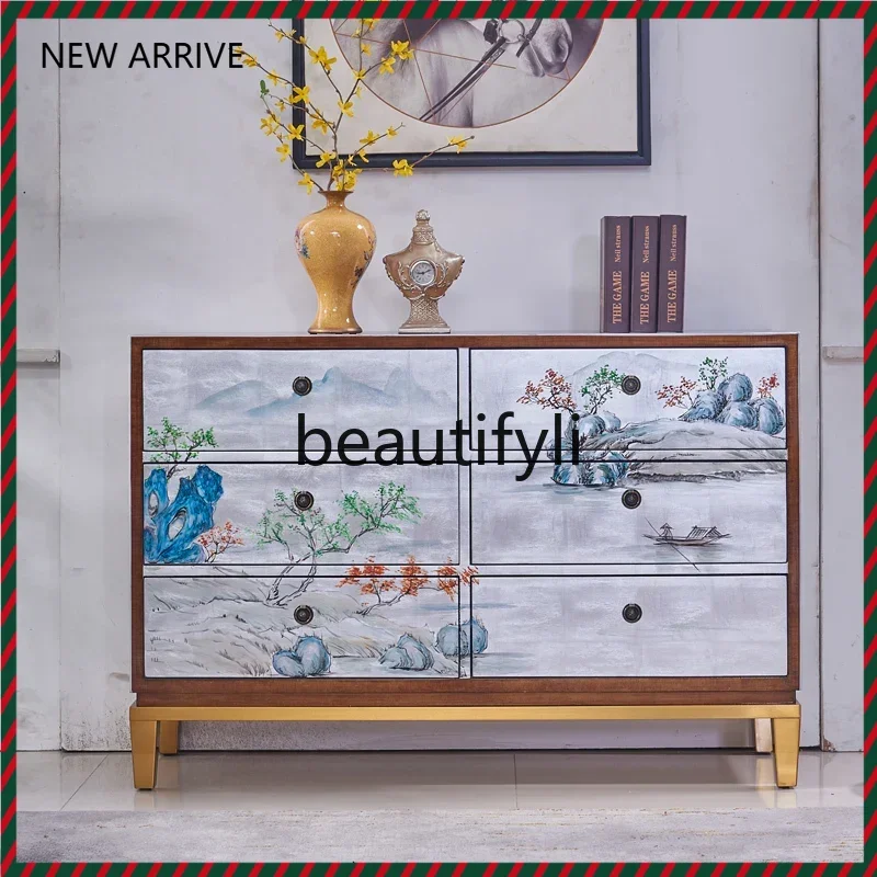 

D2520 Light luxury door cabinet entrance foyer partition cabinet modern new Chinese side cabinet simple