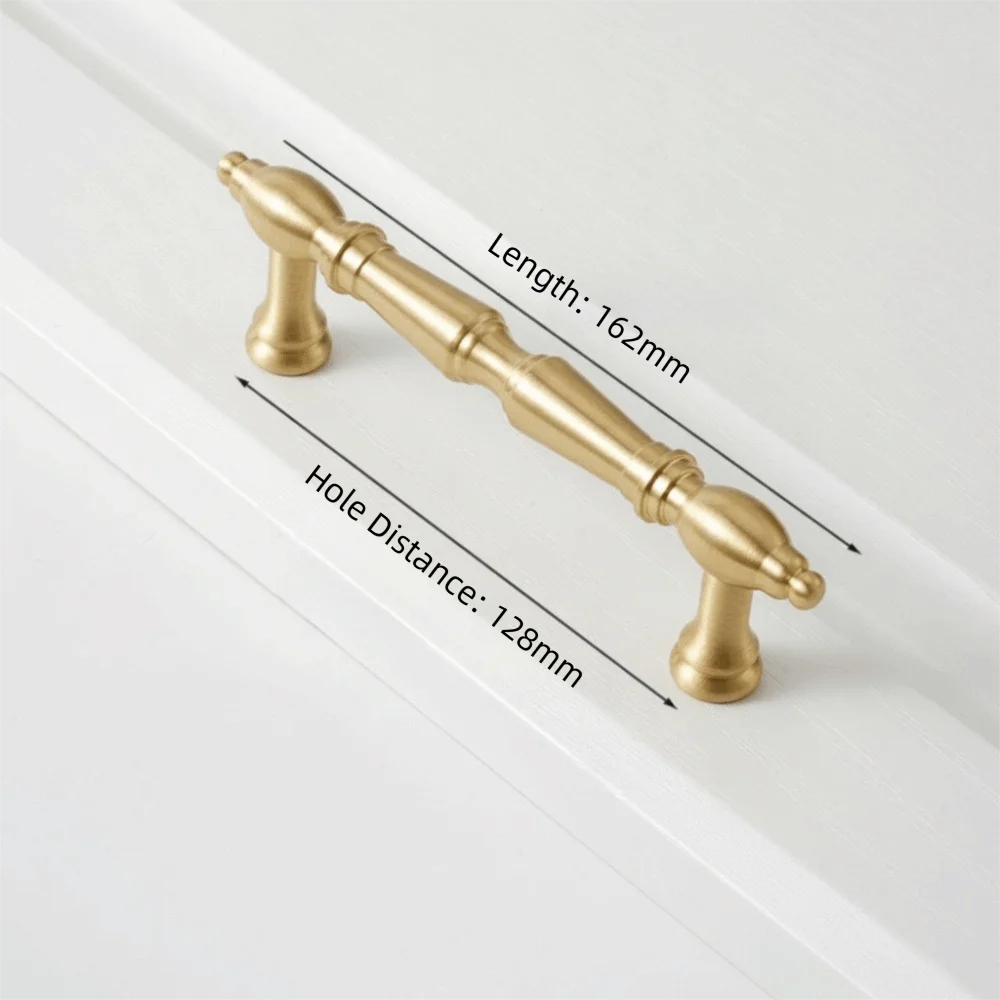 Solid Brass Furniture Handles Brushed Antique Brass Antique Bronze Finish Drawer Knobs Long Handle Design Single-Hole Mounting