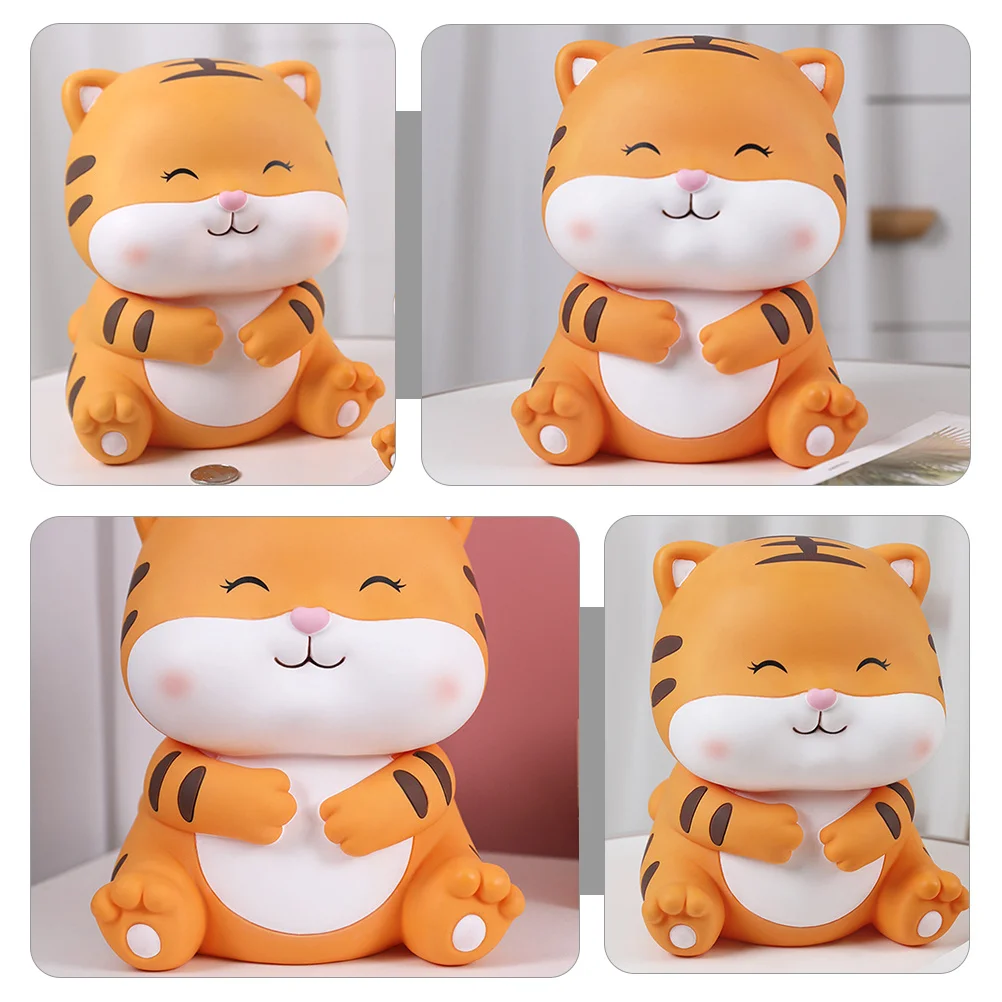 

Tiger Shaped Kids Saving Pot Durable Vinyl Jar Small Change Storage Desk Decoration Piggy Bank For Children Room
