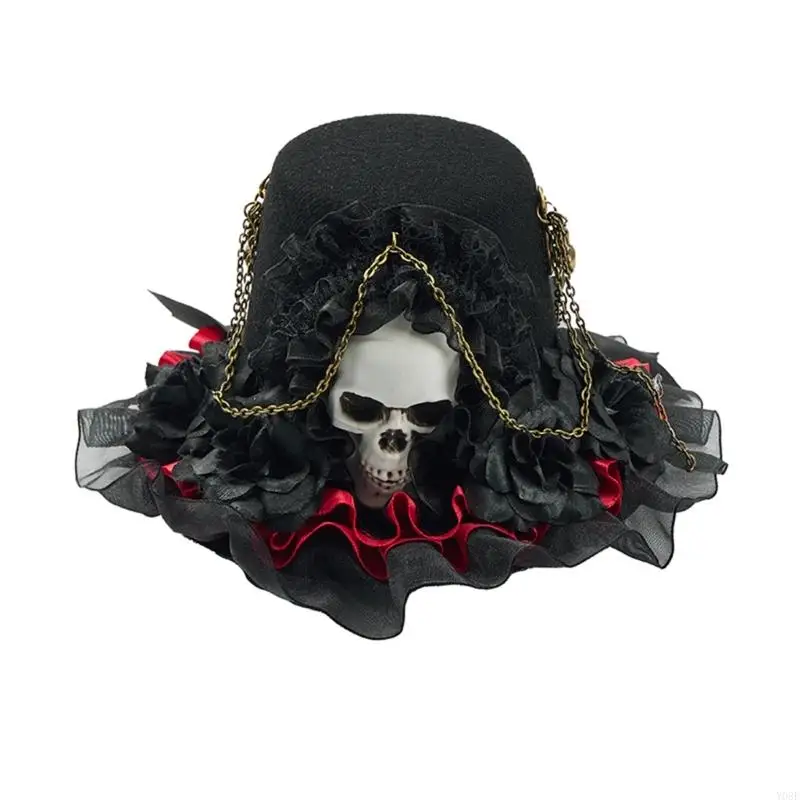 Steampunk Charm Haarnadel mit Rüschenbesatz Detail Gothic Süße Mode Kopfbedeckung Dunkles Haar Zubehör Geschenk Y08E – Detail 10