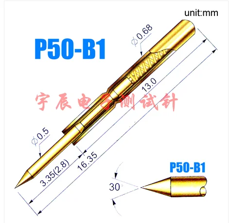 Probe P50-B1/PA50-B1 P50 Pointed Test Pin PCB Circuit Board Spring Top Pin Conductive Pin