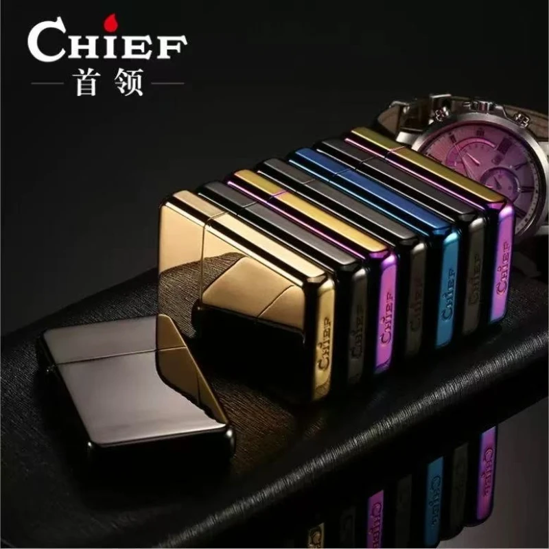 ولاعة كيروسين محمولة رفيعة للغاية معدنية جديدة من CHIF مقاومة للرياح ومبتكرة ملونة وأنماط متعددة ولاعة كونستانتين لعجلة الرمل