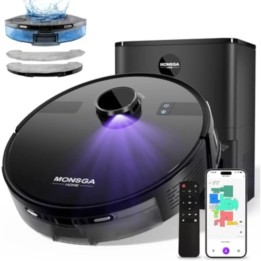 Robot Vacuum and Mop Combo 6000Pa Robotic Vacuum with 3.5L Self Emptying Station Lidar Navigation Robot Vacuum Cleaner 180mins