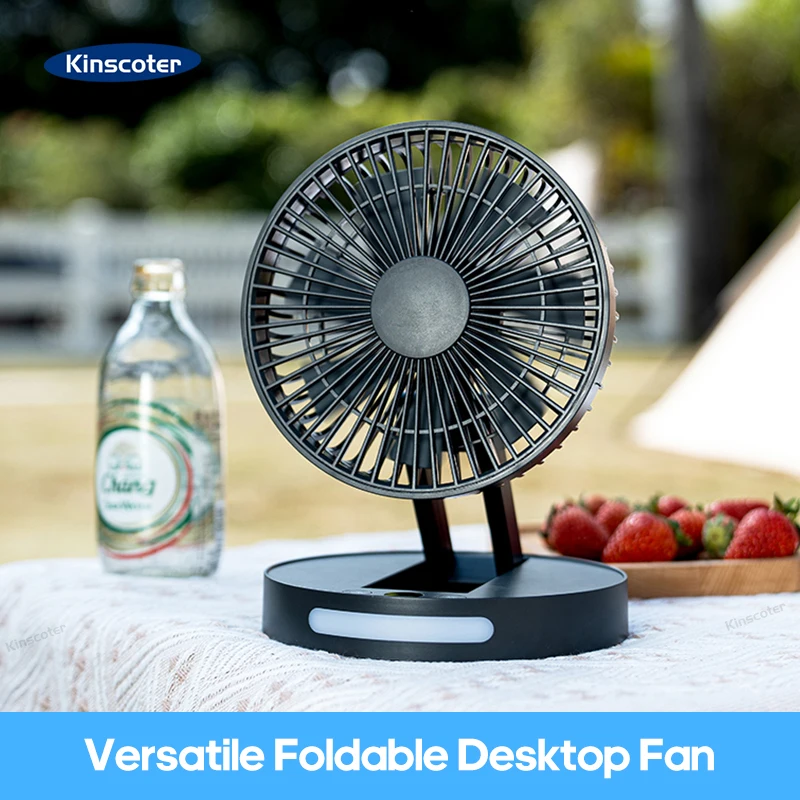 KINSCOTER Desktop Rechargeable Fan 5 Gear Wind Speeds Angle Adjustable 3600mAh Silent High Wind Power USB Portable Personal Fan