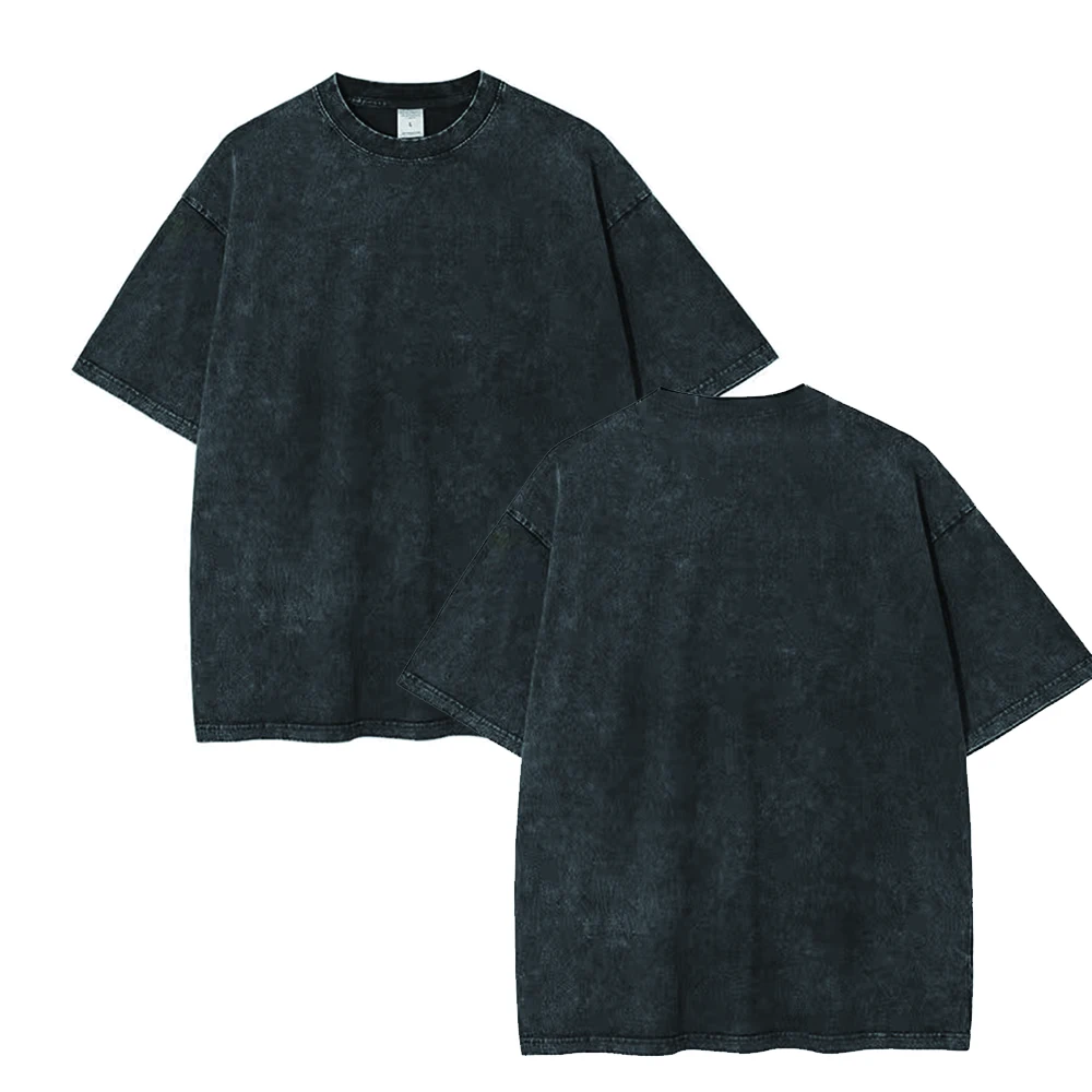 

2026 Summer T shirt Heavy Cotton Vintage Washed Men T-Shirts Oversized Short Sleeve Loose Streetwear Short Sleeve Tops Tees