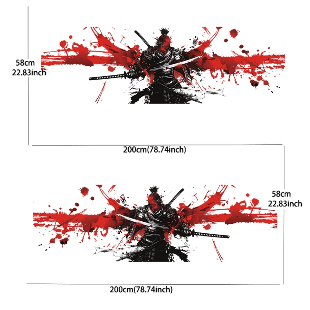 Japanese samurai with a double sword cross line decal car sticker full body decal decoration covering scratches protect car stic