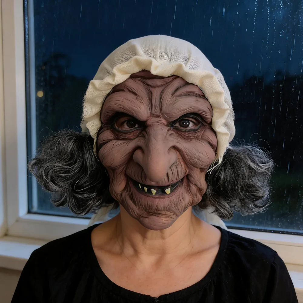 

Маска ведьмы для косплея, латексный шлем старой ведьмы/бабушки, реквизит для Хэллоуина, карнавала, вечеринок и костюмированных мероприятий