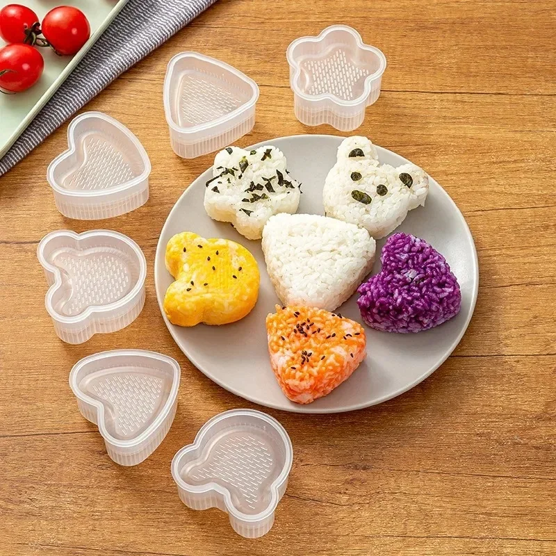 1-4PCS Sushi Mold Box Transparent Triangular Sushi Maker Mold Onigiri Rice Ball Food Press Sushi Kit Kitchen Bento Accessorie