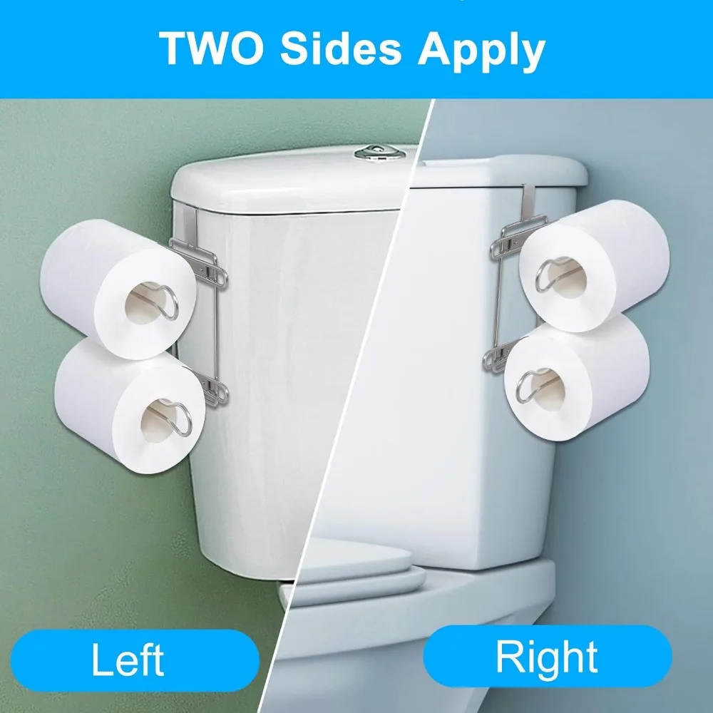 Over the Tank Toilet Paper Roll Holder Stainless Steel Bathroom Tissue Storage Rack, Chrome view 3