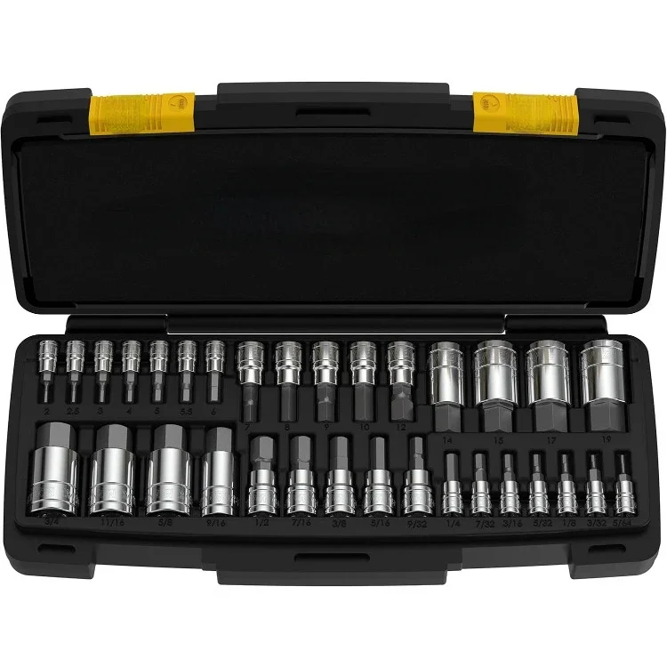 Master HEX Bit Socket Set, Premium S2 Alloy Steel | Complete 32-Piece, SAE and Metric Set | Enhanced Storage Case