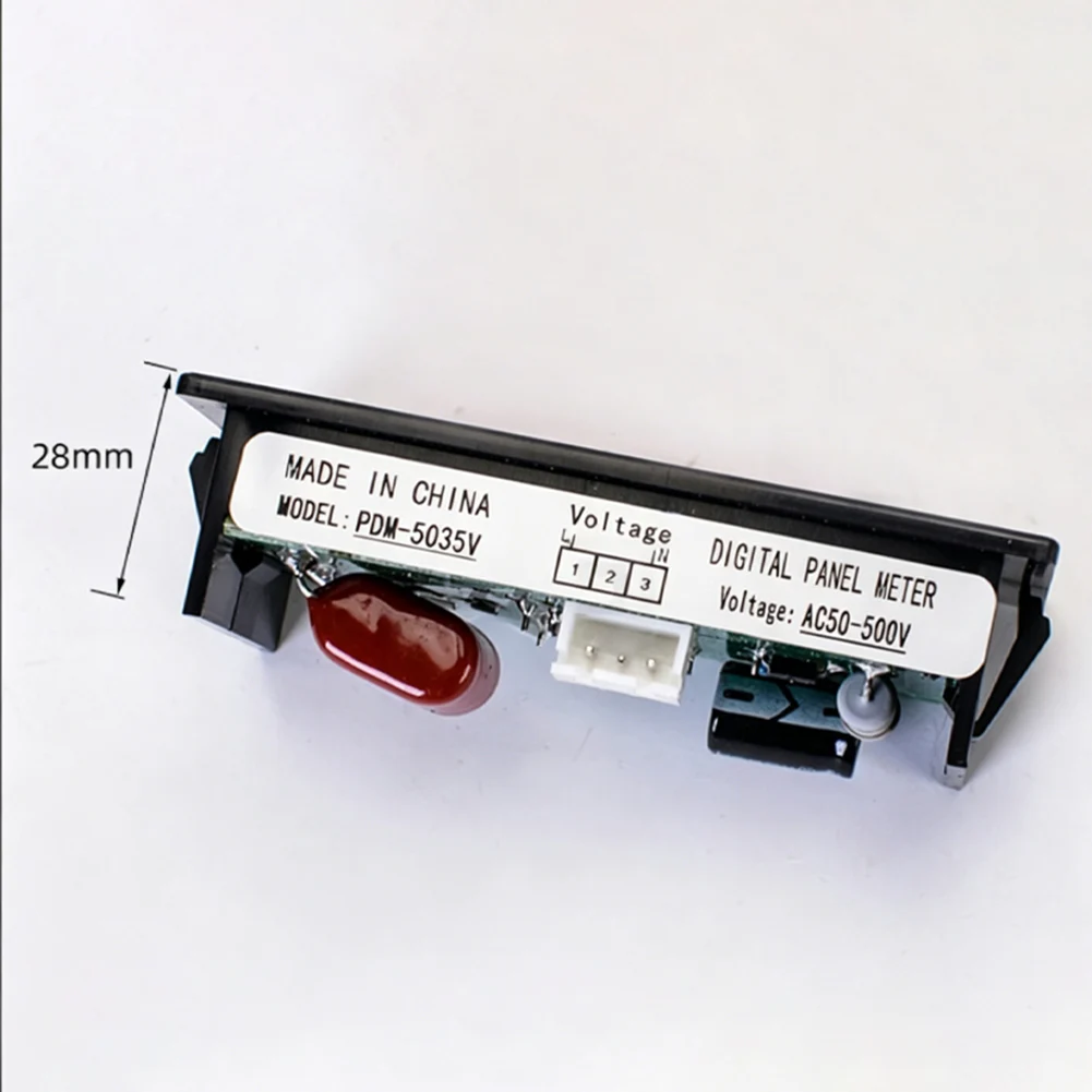 AC 50-500V Digital Voltmeter for Standard Mains Voltage Monitoring with Embedded Mount 68x38mm and 50-62Hz Range