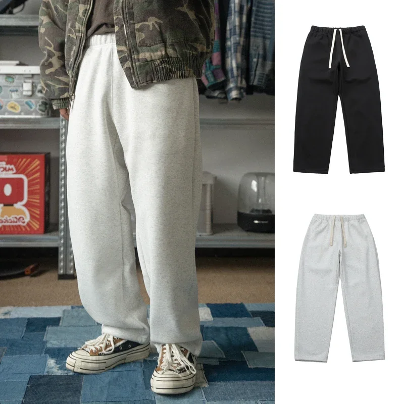 New Velvet Insulation with Drawstring Elastic Waistband Design Autumn and Winter Sweatpants for Men Women