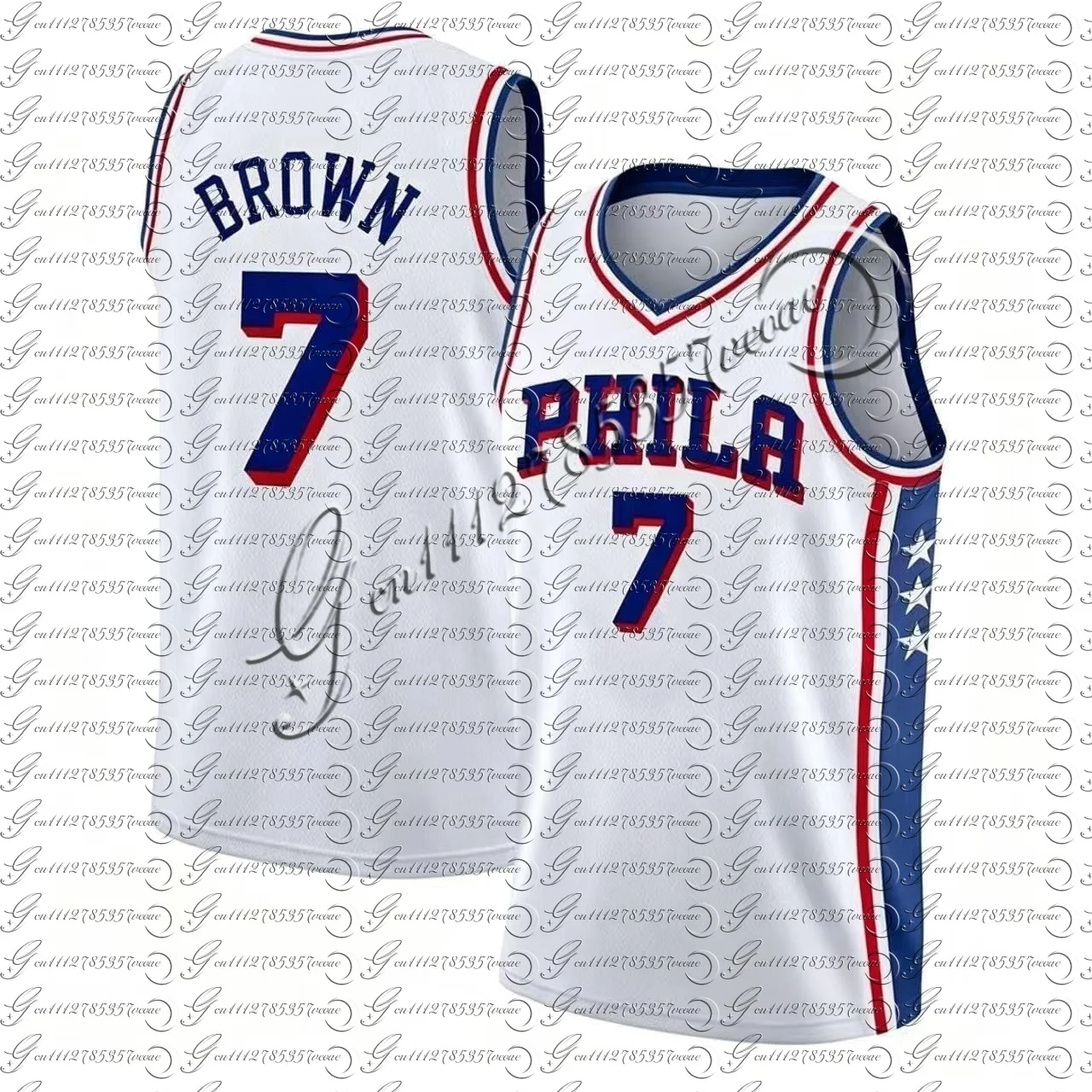 Herren PHILA Basketballtrikot Ärmellos Vintage Shirts Atmungsaktive Sportbekleidung Fan Match Trainingsweste FamilyMatching – Detail 5