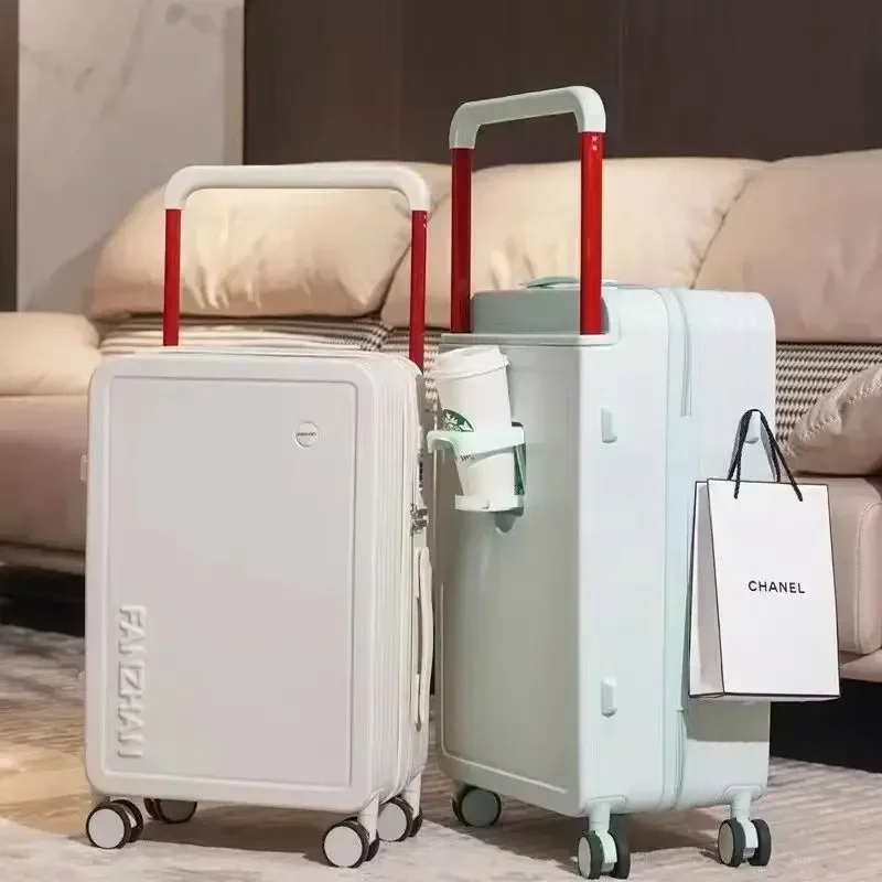 Trolley Trunk Suitcase External USB Charging Port Foldable Cup Holder Side Hook Boarding Case Combination Lock Rolling Luggage